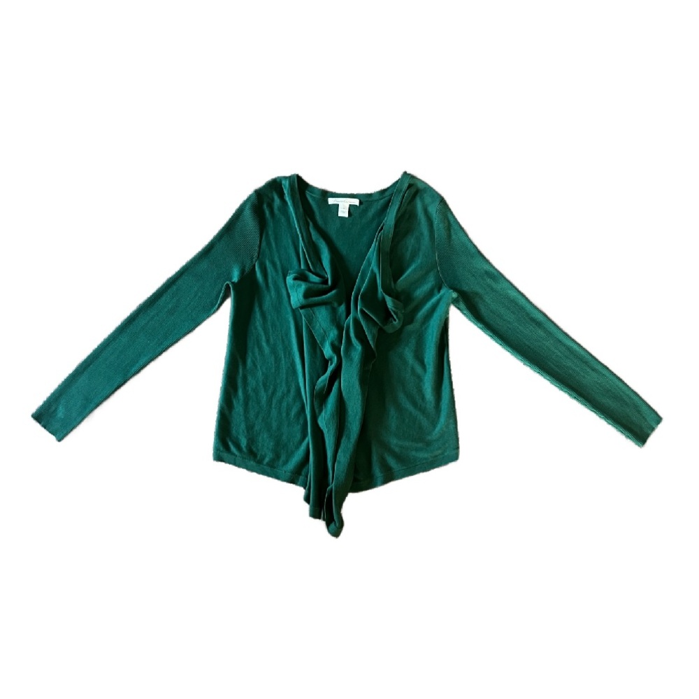 Kenneth Cole New York Green Silk Flyaway Cardigan Small